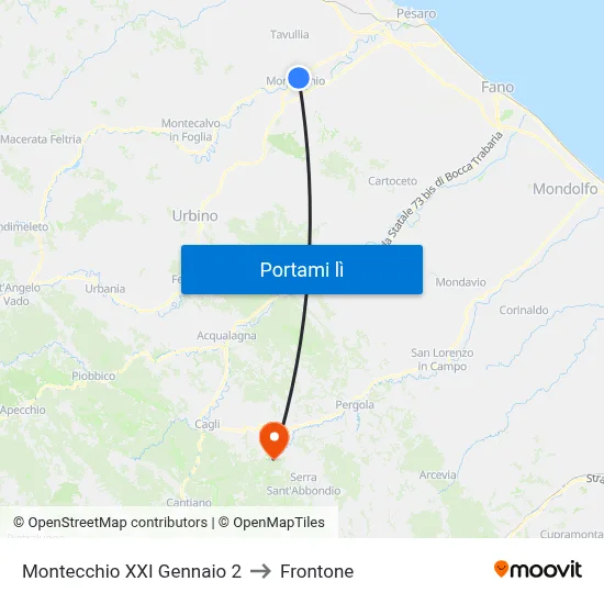 Montecchio XXI Gennaio 2 to Frontone map