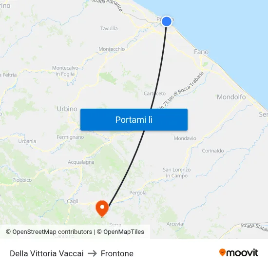 Della Vittoria Vaccai to Frontone map