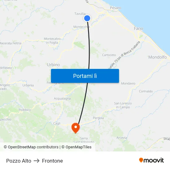 Pozzo Alto to Frontone map