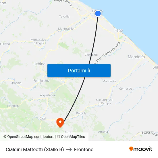 Cialdini Matteotti (Stallo B) to Frontone map