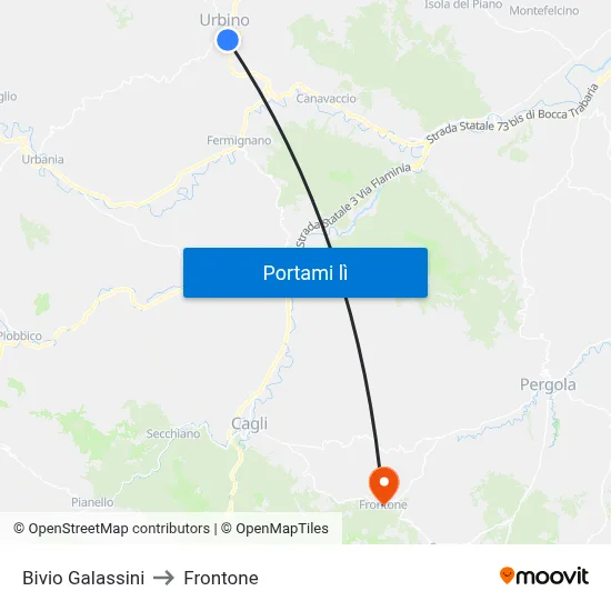 Bivio Galassini to Frontone map