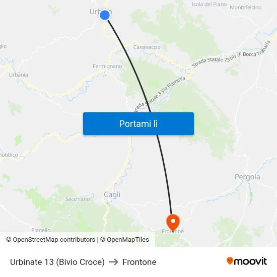 Urbinate 13 (Bivio Croce) to Frontone map