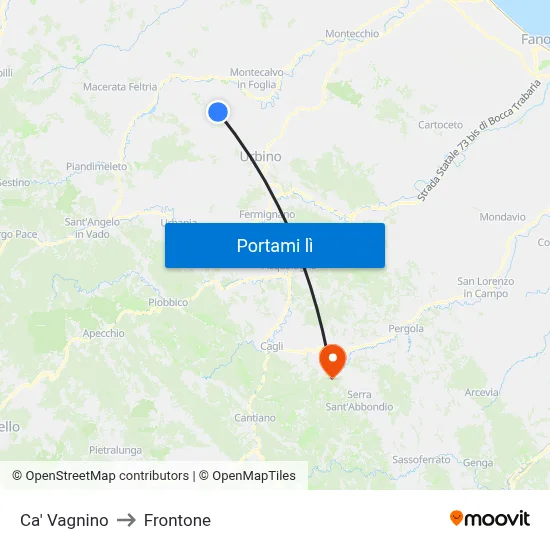 Ca' Vagnino to Frontone map