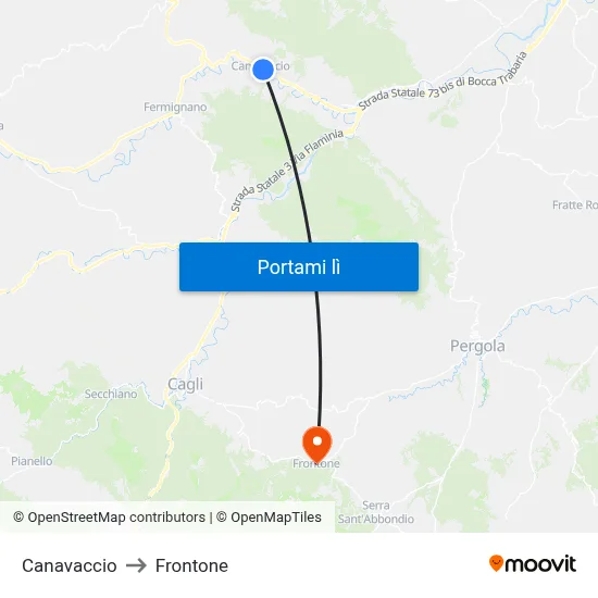 Canavaccio to Frontone map