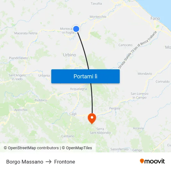 Borgo Massano to Frontone map