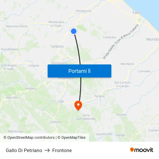 Gallo Di Petriano to Frontone map
