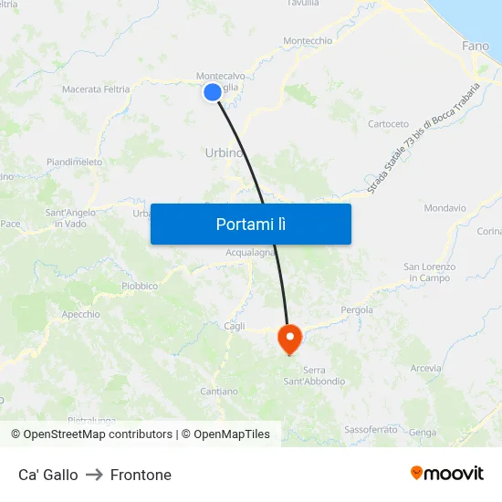 Ca' Gallo to Frontone map