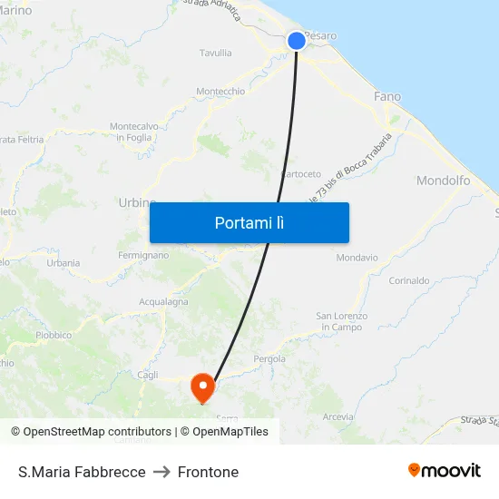 S.Maria Fabbrecce to Frontone map