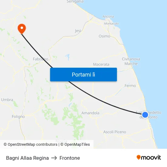 Bagni Allaa Regina to Frontone map