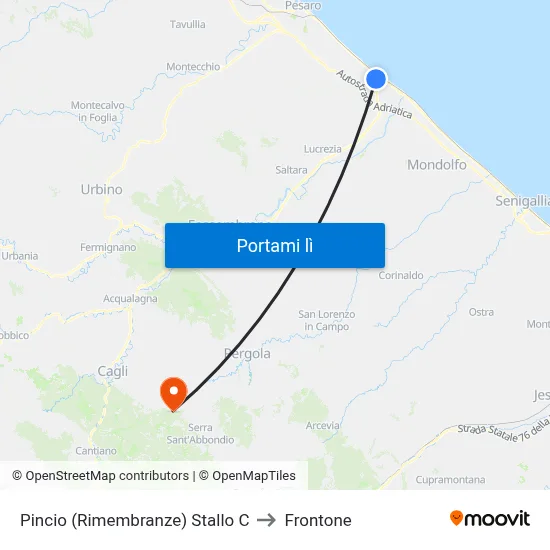 Pincio (Rimembranze) Stallo C to Frontone map