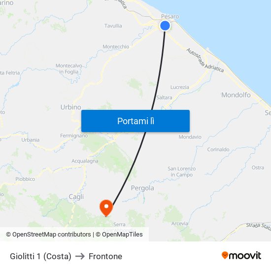 Giolitti 1 (Costa) to Frontone map