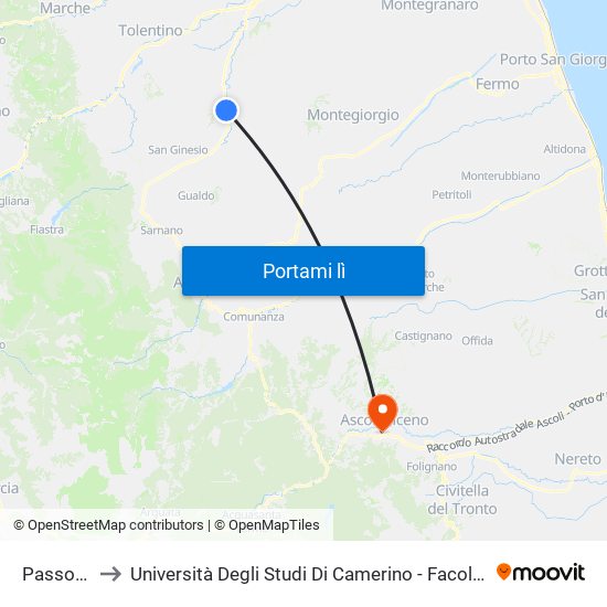 Passo Ripe to Università Degli Studi Di Camerino - Facoltà Di Architettura map