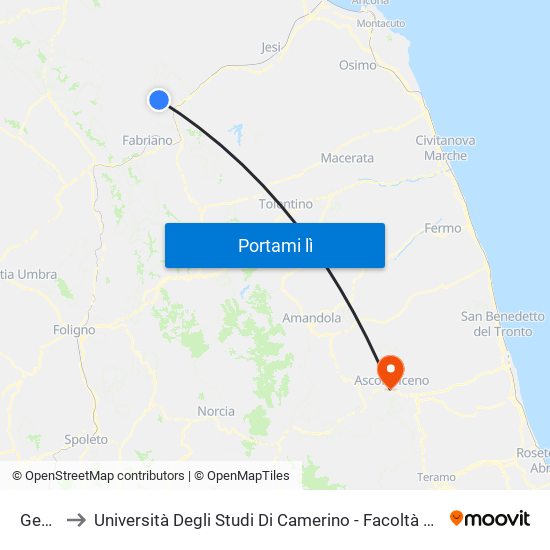Genga to Università Degli Studi Di Camerino - Facoltà Di Architettura map
