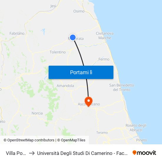 Villa Potenza to Università Degli Studi Di Camerino - Facoltà Di Architettura map