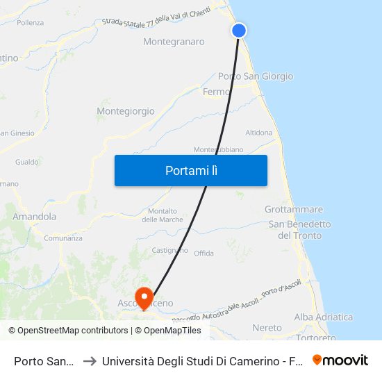 Porto Sant'Elpidio to Università Degli Studi Di Camerino - Facoltà Di Architettura map