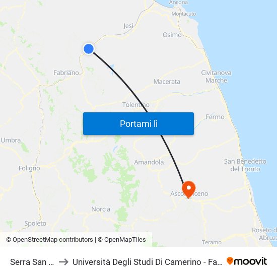 Serra San Quirico to Università Degli Studi Di Camerino - Facoltà Di Architettura map