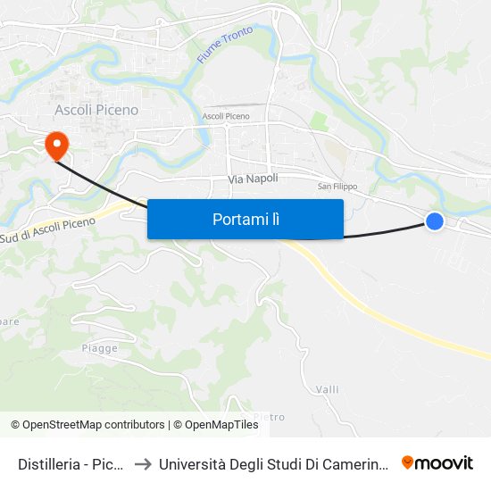 Distilleria - Piceno Aprutina to Università Degli Studi Di Camerino - Facoltà Di Architettura map
