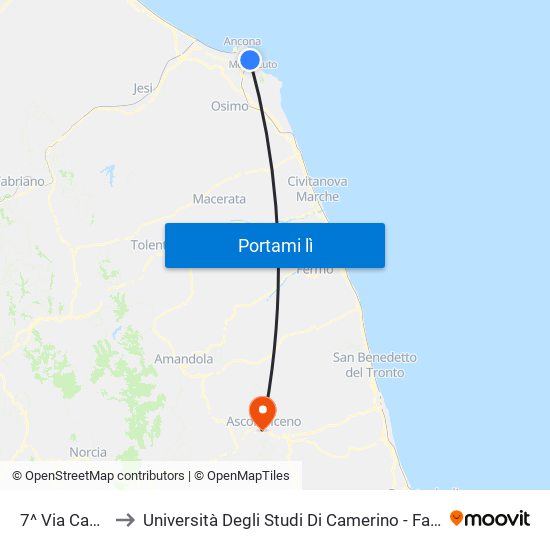 7^ Via Castellano to Università Degli Studi Di Camerino - Facoltà Di Architettura map