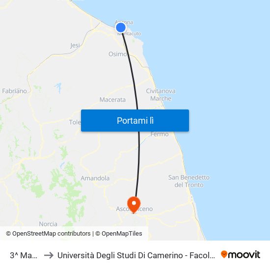 3^ Marconi to Università Degli Studi Di Camerino - Facoltà Di Architettura map