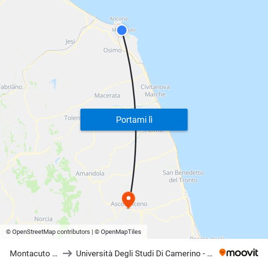Montacuto - Carcere to Università Degli Studi Di Camerino - Facoltà Di Architettura map