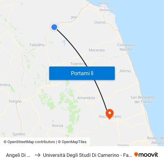 Angeli Di Rosorar to Università Degli Studi Di Camerino - Facoltà Di Architettura map