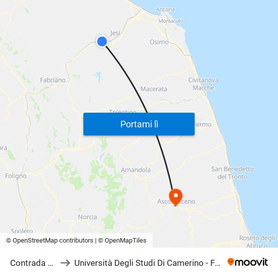Contrada Pantiere to Università Degli Studi Di Camerino - Facoltà Di Architettura map