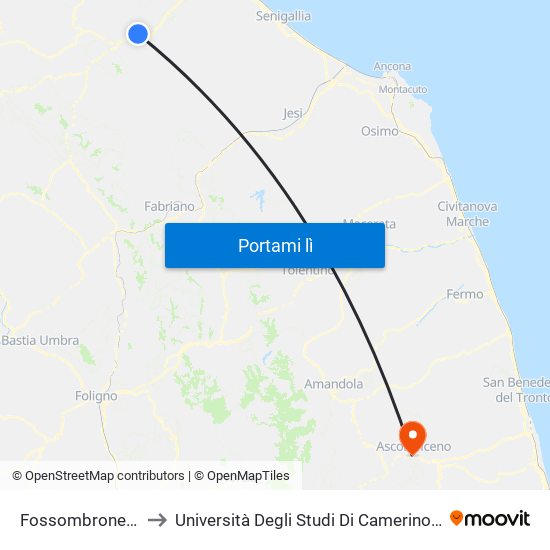 Fossombrone (Le Mosse) to Università Degli Studi Di Camerino - Facoltà Di Architettura map