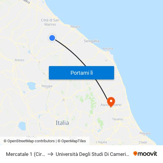 Mercatale 1 (Circonvallazione) to Università Degli Studi Di Camerino - Facoltà Di Architettura map