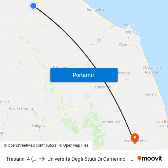 Trasanni 4 (Cà Gino) to Università Degli Studi Di Camerino - Facoltà Di Architettura map
