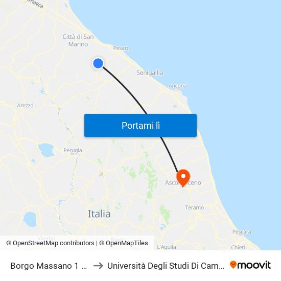 Borgo Massano 1 (Incr.Dante Alighieri) to Università Degli Studi Di Camerino - Facoltà Di Architettura map