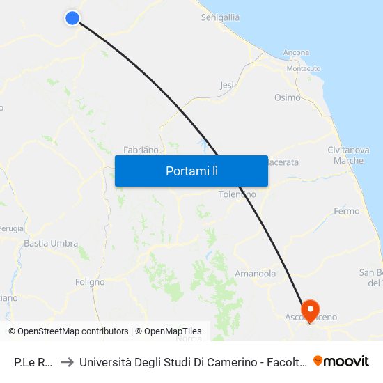 P.Le Roma to Università Degli Studi Di Camerino - Facoltà Di Architettura map