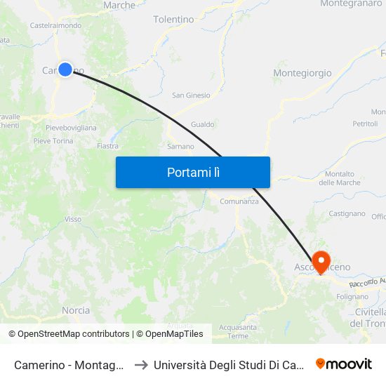 Camerino - Montagnano Via Santoni (Giard to Università Degli Studi Di Camerino - Facoltà Di Architettura map