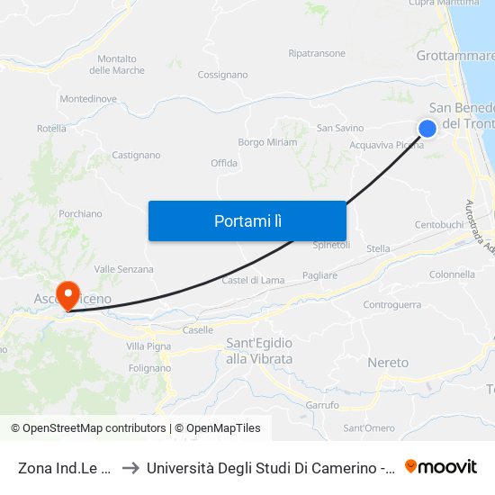 Zona Ind.Le Acquaviva to Università Degli Studi Di Camerino - Facoltà Di Architettura map