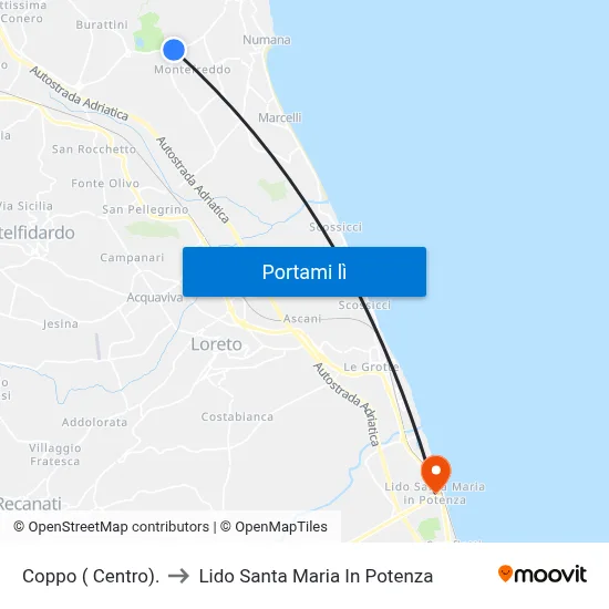 Coppo ( Centro). to Lido Santa Maria In Potenza map