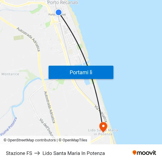 Stazione FS to Lido Santa Maria In Potenza map