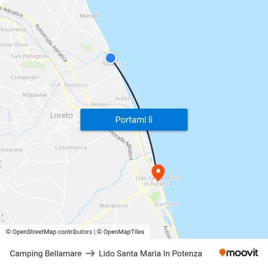 Camping Bellamare to Lido Santa Maria In Potenza map