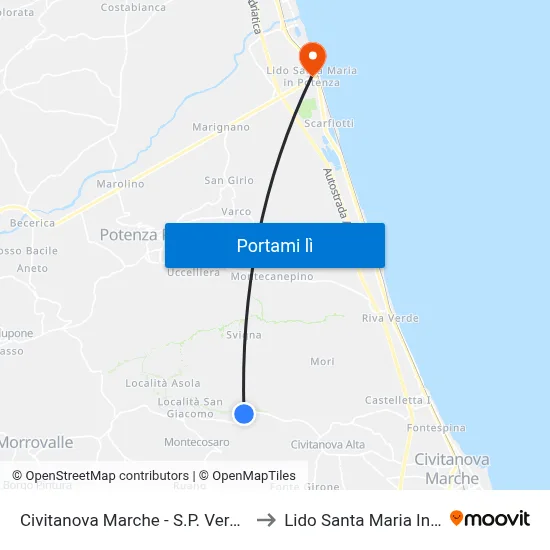Civitanova Marche - S.P. Vergini (Manegg to Lido Santa Maria In Potenza map