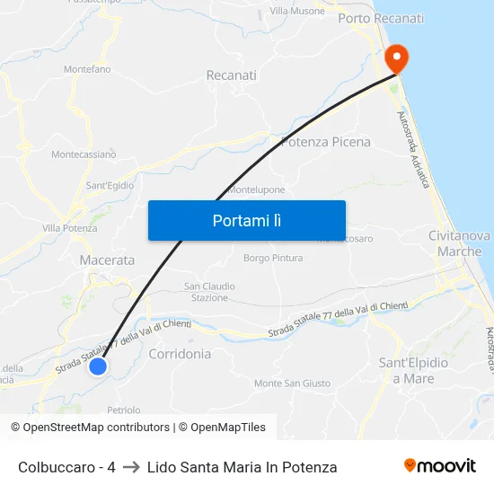Colbuccaro - 4 to Lido Santa Maria In Potenza map