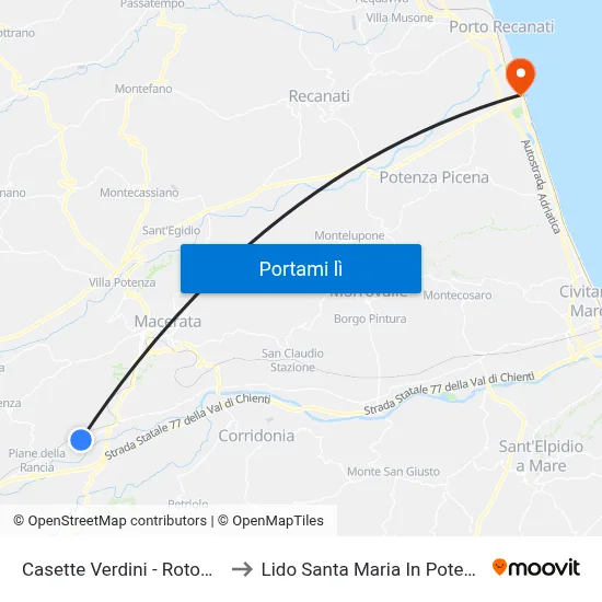 Casette Verdini - Rotonda to Lido Santa Maria In Potenza map