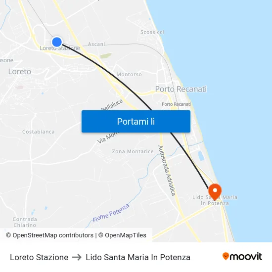 Loreto Stazione to Lido Santa Maria In Potenza map