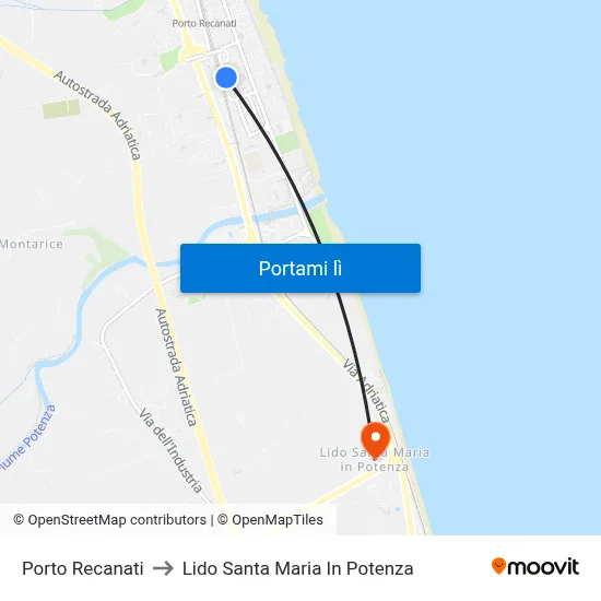 Porto Recanati to Lido Santa Maria In Potenza map