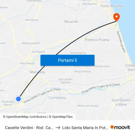 Casette Verdini - Rist. Casetta to Lido Santa Maria In Potenza map