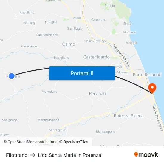 Filottrano to Lido Santa Maria In Potenza map