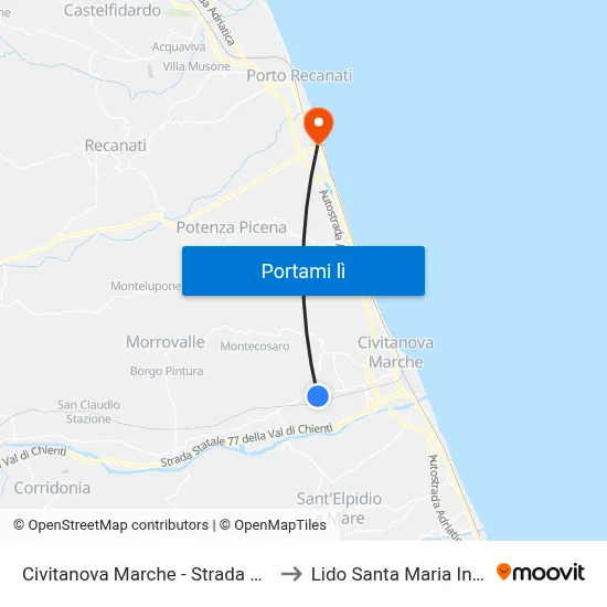 Civitanova Marche - Strada Statale Corri to Lido Santa Maria In Potenza map