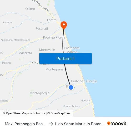 Maxi Parcheggio Basso to Lido Santa Maria In Potenza map