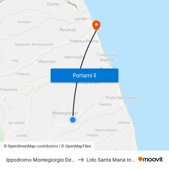 Ippodromo Montegiorgio Dir. Amandola to Lido Santa Maria In Potenza map