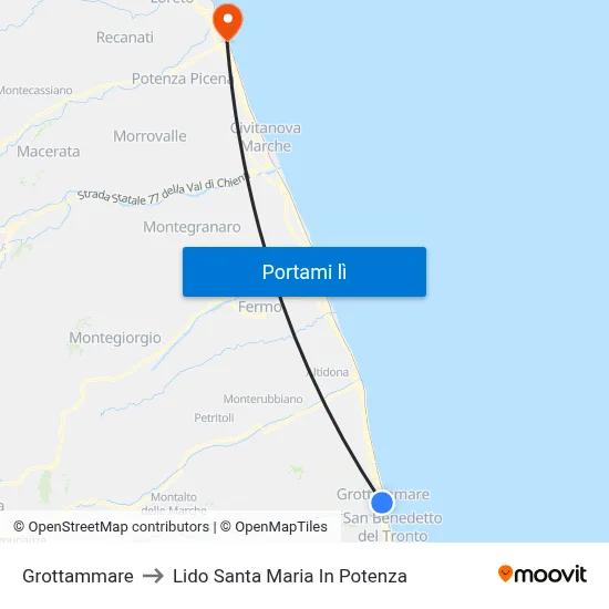 Grottammare to Lido Santa Maria In Potenza map