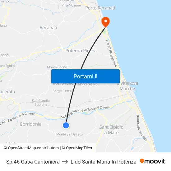 Sp.46 Casa Cantoniera to Lido Santa Maria In Potenza map