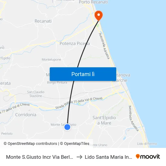 Monte S.Giusto Incr Via Berlinguer Dir F to Lido Santa Maria In Potenza map