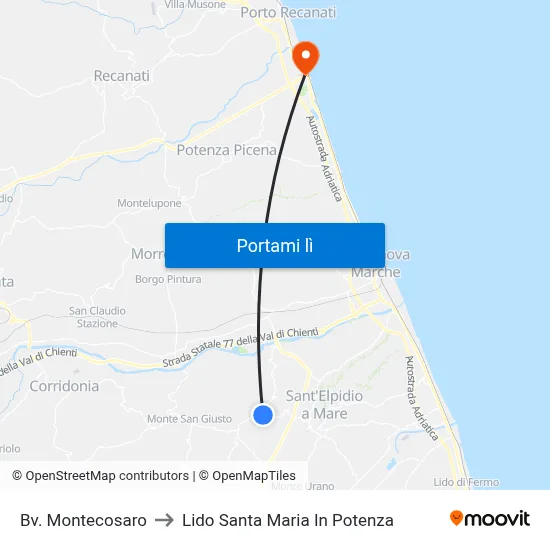 Bv. Montecosaro to Lido Santa Maria In Potenza map